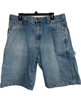 Burnside Men's Denim Carpenter Shorts Size 36 Blue Jean Utility Work Shorts Y2K